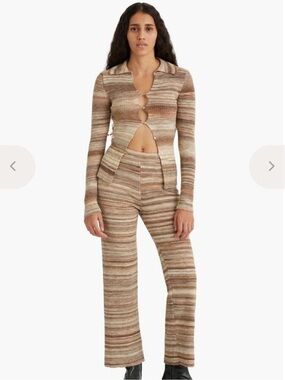 Paloma Wool Fabia Wool Blend Pants in Brown Stripe size Small